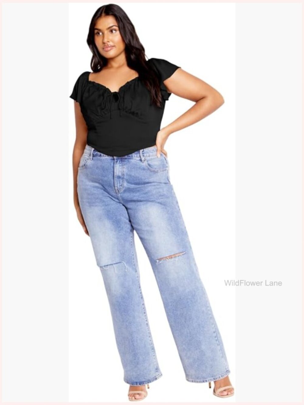 Plus Size Off-Shoulder Flutter Sleeve Crop Top